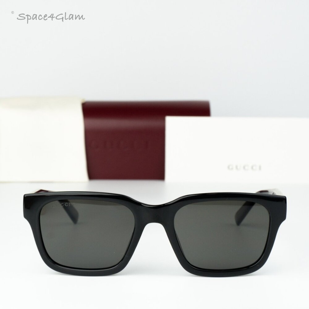Gucci Men Sunglasses Black Grey Polarized Square GG1857S 005 NEW AUTHENTIC